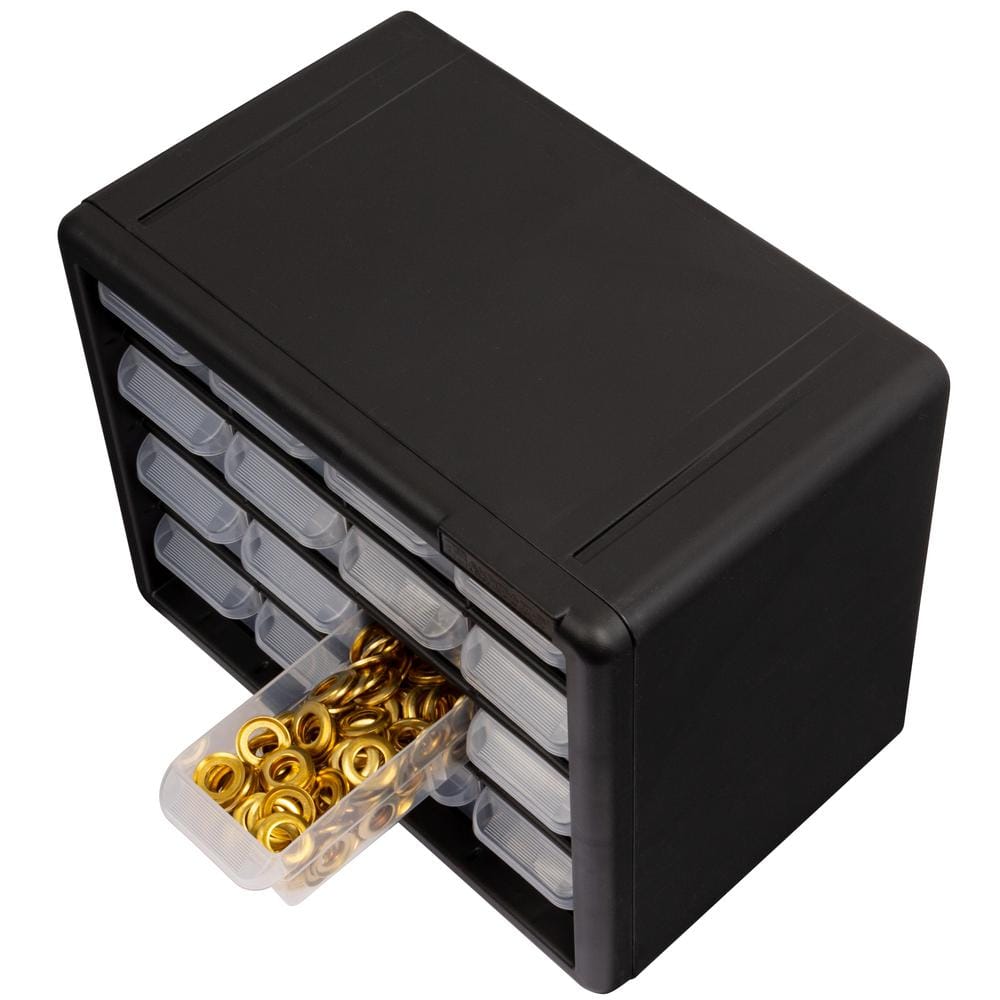 Black Plastic 16-Drawer Stackable Storage Cabinet