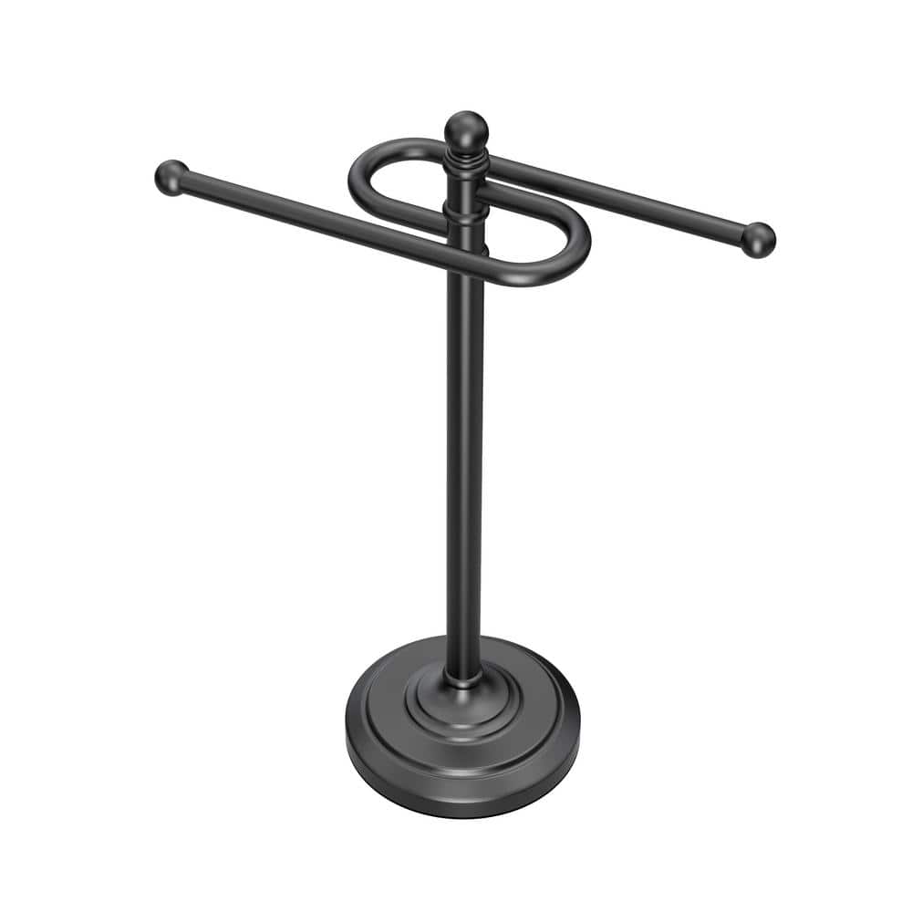 Matte Black S-Style Hand Towel Holder with Circular Base