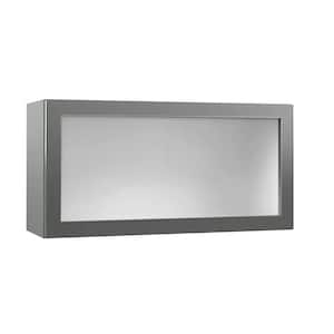 36 x 18 x 12 in. Designer Series Melvern Storm Gray Shaker Assembled Lift Up Door with Glass Wall Kitchen Cabinet