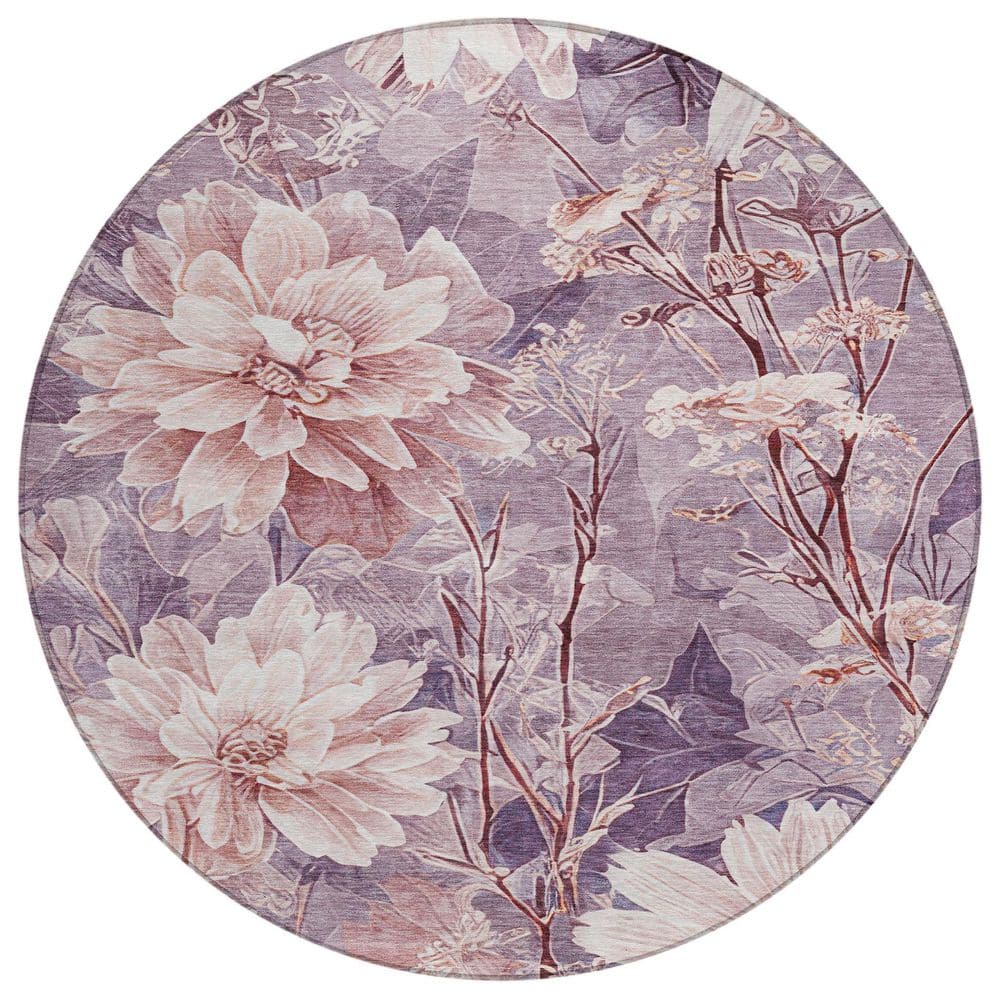 Chantille Machine Washable Indoor/Outdoor Abstract ACN2882 Plum 8 ft. x 8 ft. Round Rug price history on PriceWatchPro