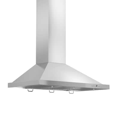 36" Convertible Vent Wall Mount Range Hood in Stainless Steel with Crown Molding
