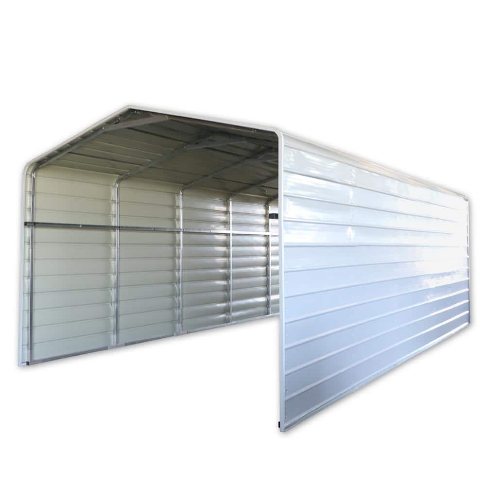 12 ft. x 26 ft. Metal Carport with Corrugated Roof and Sidewall Panels - Gr