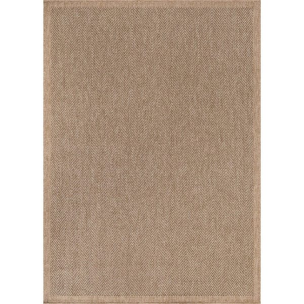 Odyssey Natural 10 ft. x 14 ft. Striped Chevron Easy Jute Washable Modern Indoor Outdoor Area Rug