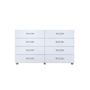8-Drawer White Dresser 32.75 in. H x 15.75 in. W x 55.25 in. D