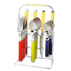 Temptation Partytime 16-Piece Plastic Handle Flatware Set with Rack (Service for 4)