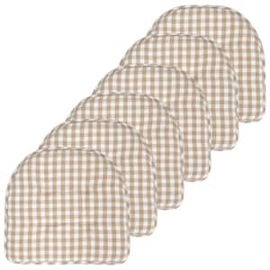 Buffalo Checkered Memory Foam 17 in. x 16 in. U-Shaped Non-Slip Indoor/Outdoor Chair Seat Cushion Taupe/White (6-Pack)