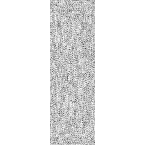 nuLOOM Lefebvre Casual Braided Salt & Pepper 3 ft. x 16 ft. Indoor/Outdoor Runner Patio Rug
