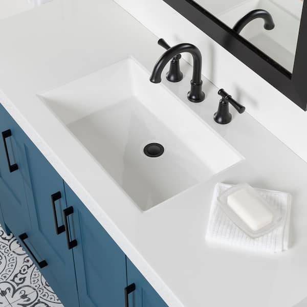 Home Decorators Collection Radien 48 in. W x 19 in. D x 34 in. H Double  Sink Bath Vanity in Admiral Blue with White Cultured Marble Top RN48P2-AE -  The Home Depot