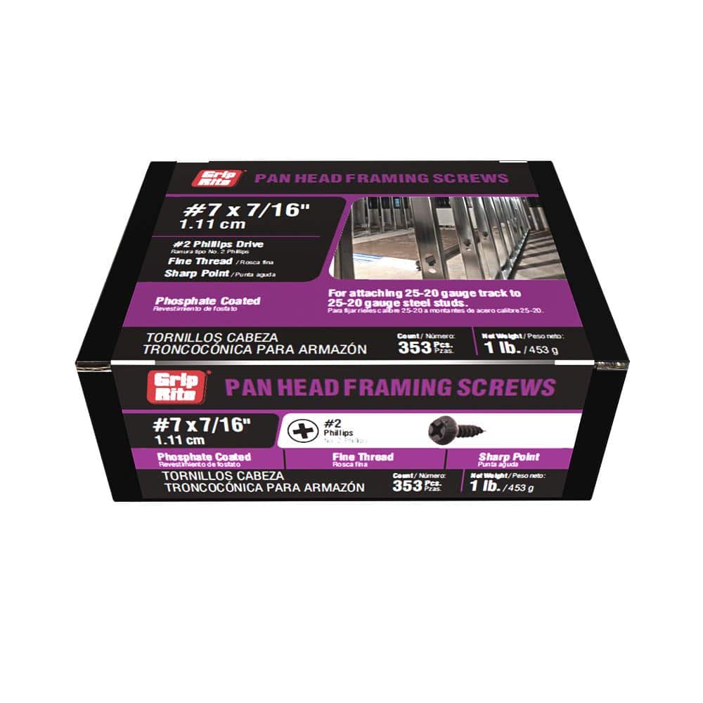 Grip-Rite #7 x 7/16 in. #2 Phillips Phosphate Coated Pan Head Fine