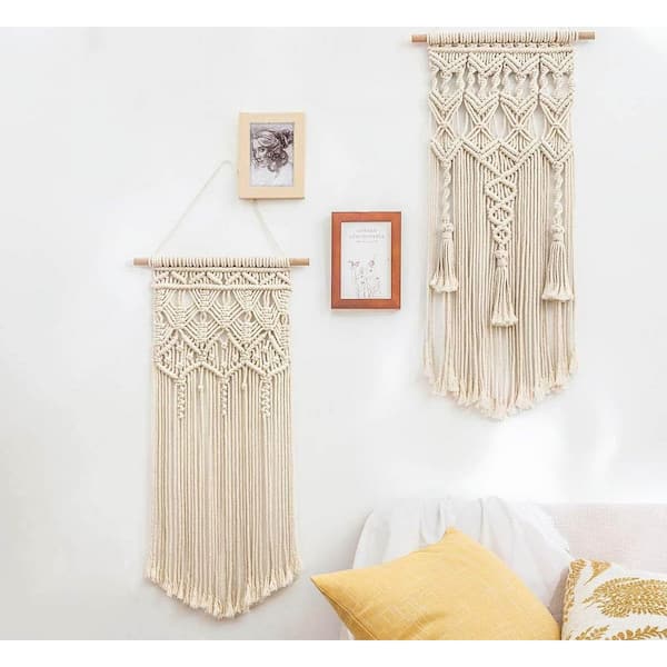 Beige 13 in. x 28 in. Cotton Tapestry Art Decor