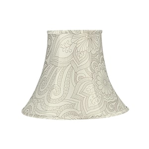 14 in. x 11 in. White and Grey Floral Print Bell Lamp Shade