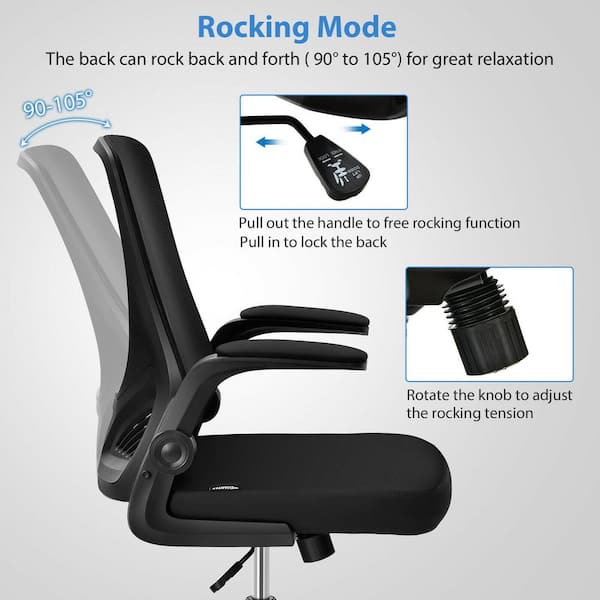 Gymax Mesh Office Chair Swivel Computer Desk Chair withFoldable Backrest  and Flip-Up Arms GYM08215 - The Home Depot