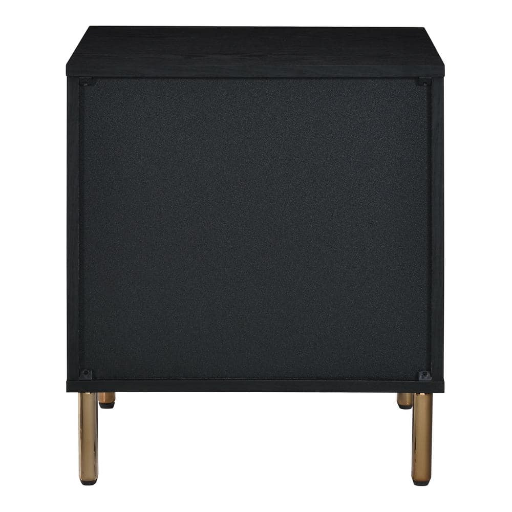 Black, Silver, and Gold 3-Drawer Faux Crocodile Nightstand