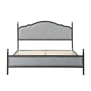 Florentin 62.2 in. W x 83.3 in. D x 43.7 in. H Grey Bed with Nailhead Trim Design