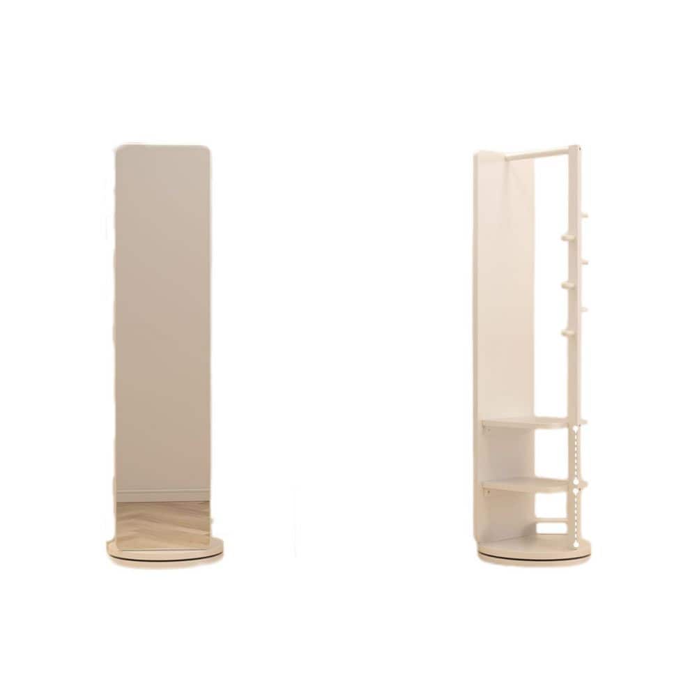 White 20 in. W x 69 in. H Rectangle Rotating Rubber Wood Full Length Mirror