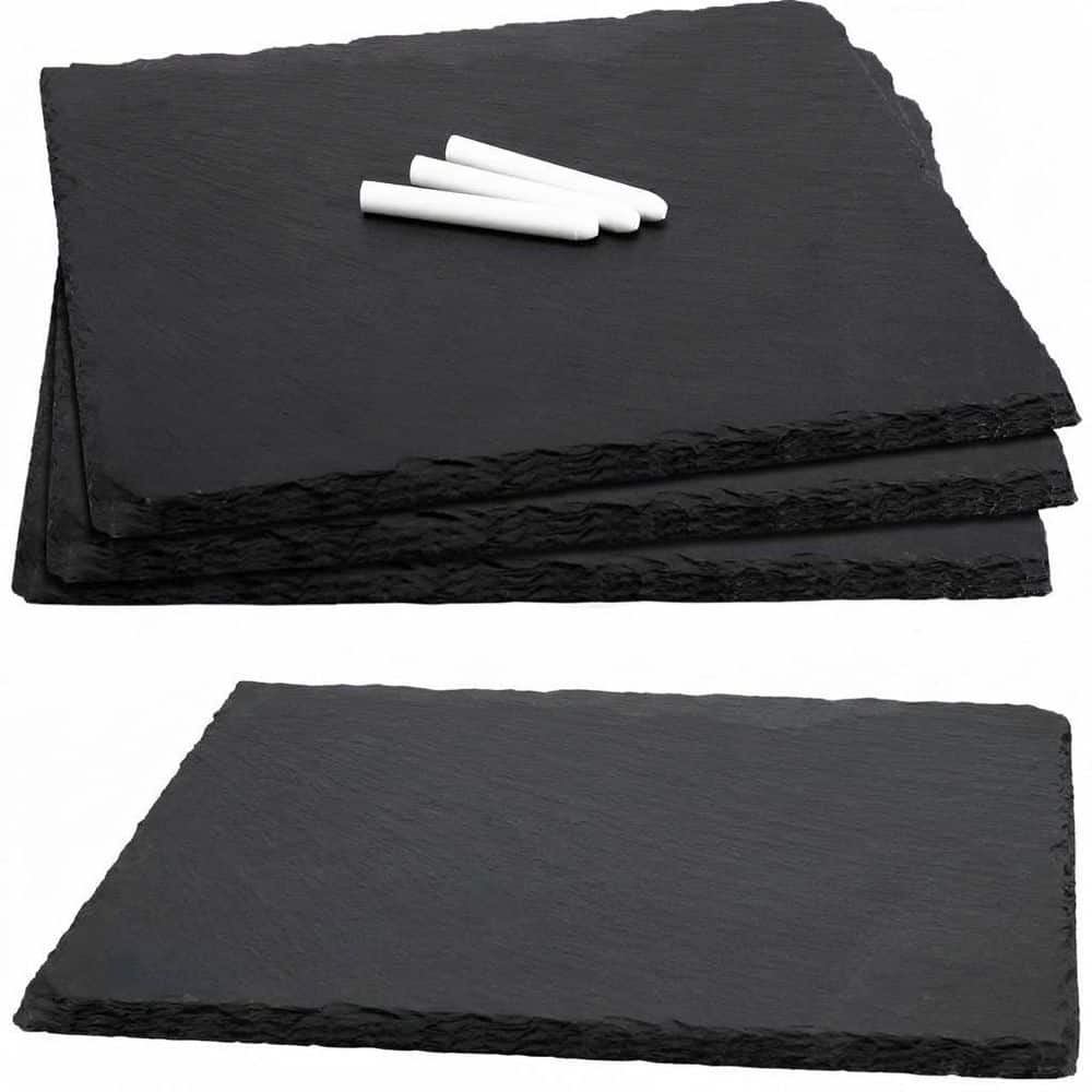 4-Pack Natural Slate Cheese Board 12 x 10 in. Black Stone Charcuterie Tray with 3 Soapstone Chalks Unit price history on PriceWatchPro