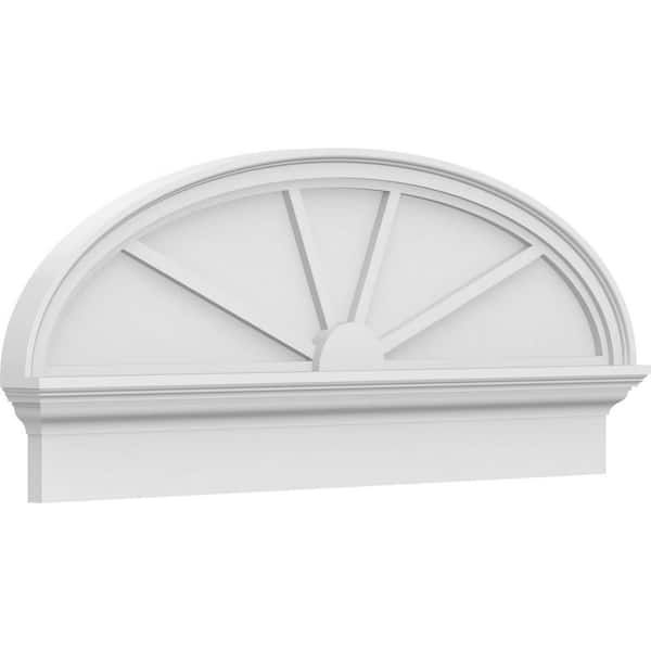 Ekena Millwork 42 in. W x 17-3/8 in. H x 2-3/4 in. P Elliptical 4 Spoke Signature Urethane Combination Pediment, Primed Tan