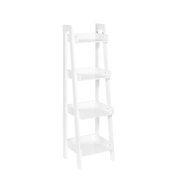 RiverRidge Home 44 in. White Wood 4-shelf Ladder Bookcase with Open Back