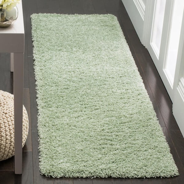 Laguna Shag Light Sage 2 ft. x 10 ft. Solid Runner Rug