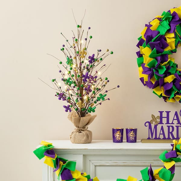 Amscan 18 in. Mardi Gras Large Tinsel Tree (3-Pack) 242519 - The Home Depot