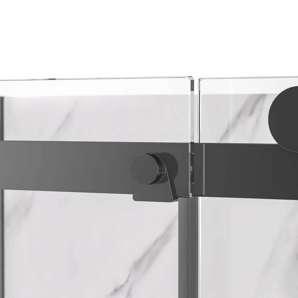 Alexandria 60" Black Framed Sliding Shower Kit with Clear Glass