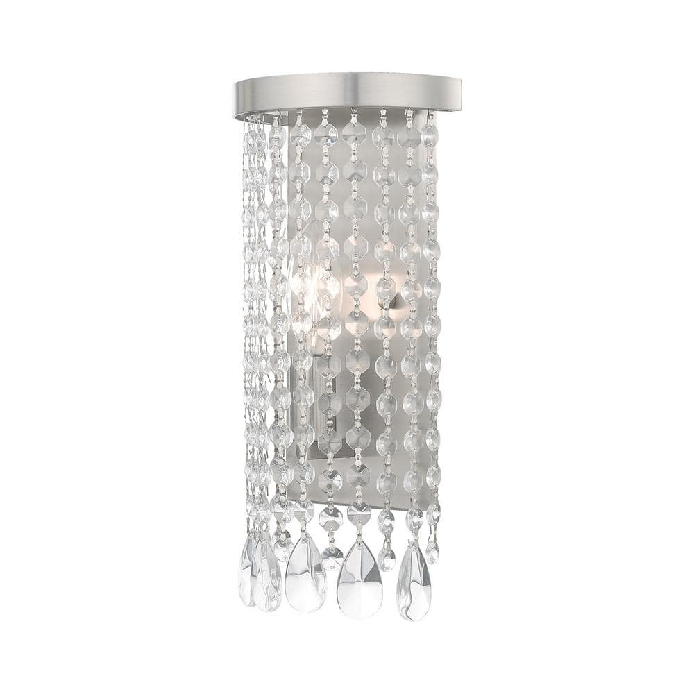 Brushed Nickel Crystal Shade 1-Light Wall Sconce