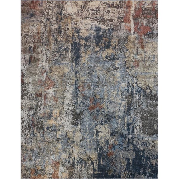 Tayse Rugs Reina Abstract Navy 4 ft. x 6 ft. Indoor Area Rug