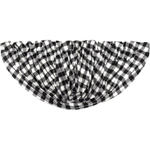 Annie Buffalo Check 60 in. W x 15 in. L Cotton Straight Rod Pocket Farmhouse Kitchen Curtain Balloon Valance in Black