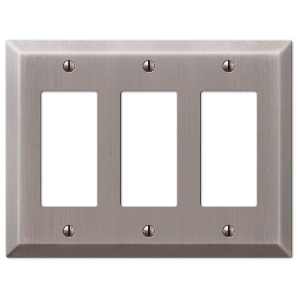 AMERELLE Metallic 3 Gang Rocker Steel Wall Plate - Antique Nickel