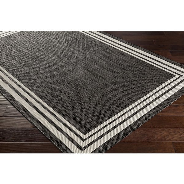 Eagean Black Border 5 ft. 3 in. x 5 ft. 3 in. Indoor/Outdoor Area Rug