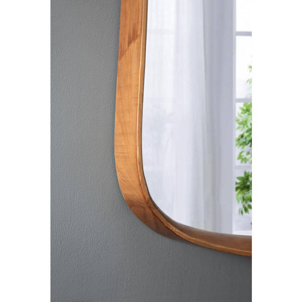 Wayne Light Brown Wood Rectangular Vanity Mirror