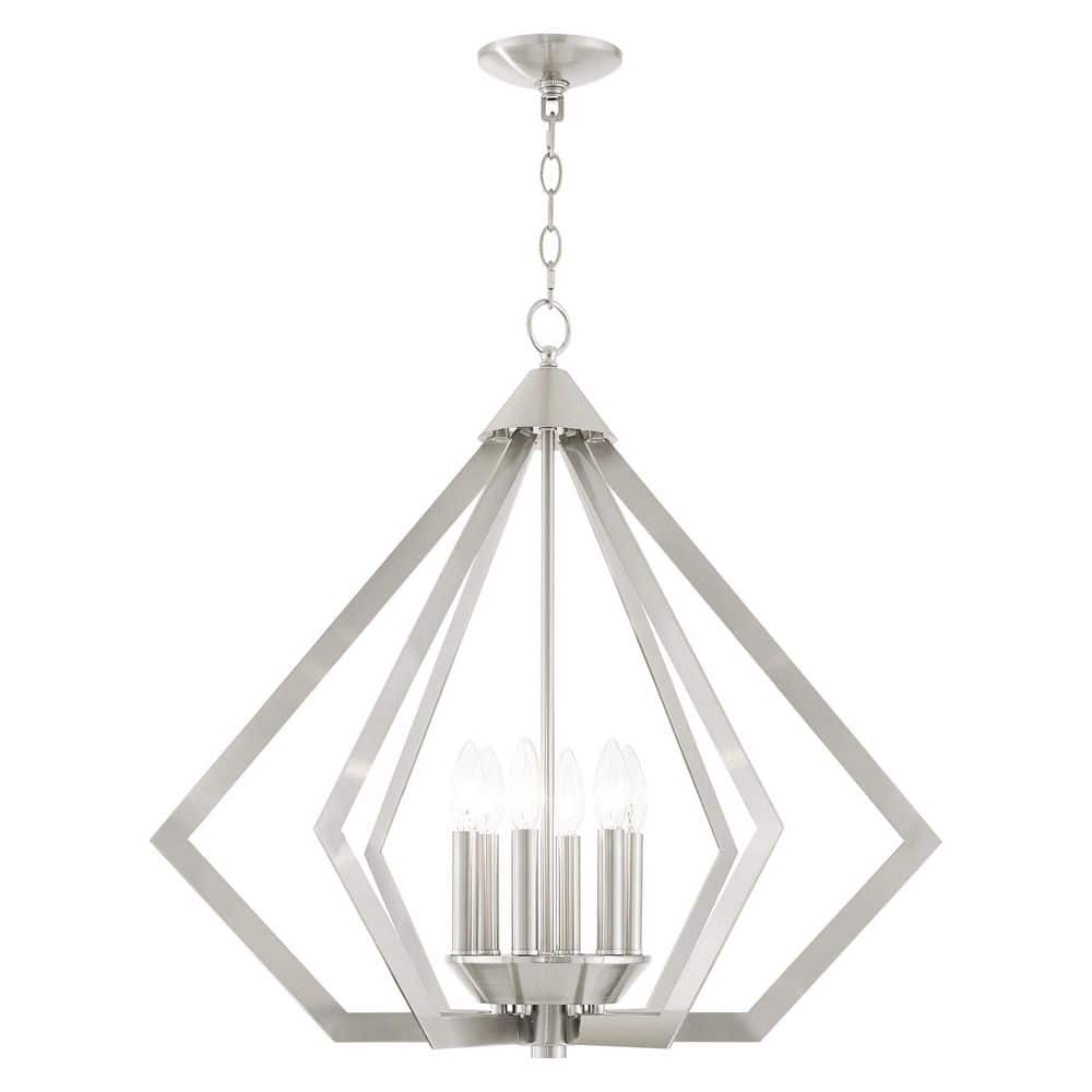Prism 26" Brushed Nickel 6-Light Steel Chandelier