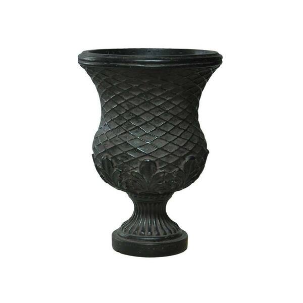 MPG 13 in. x 18 in. Cast Stone Yorvit Urn in Aged Charcoal