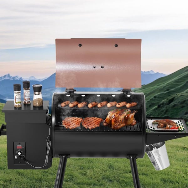 Wood Pellet Grill Smoker, 8 in 1 BBQ Grills for Outdoor Cooking, 456 sq. in. Cook Area Electric Grill and Smoker