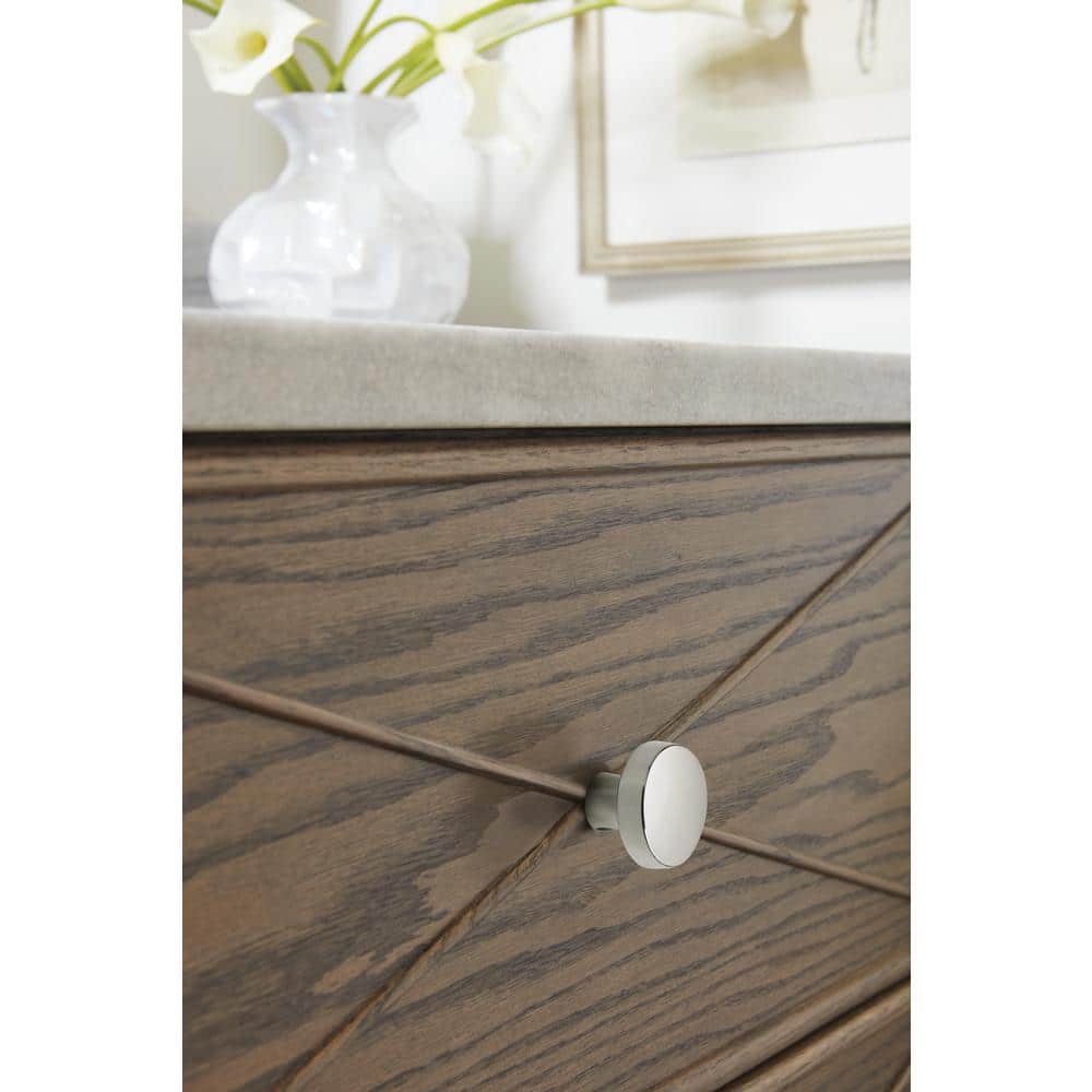 Polished Nickel Round Cabinet Knob with Mounting Hardware