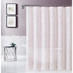 Stella 70 in. x 72 in. Blush Embroidered Shower Curtain