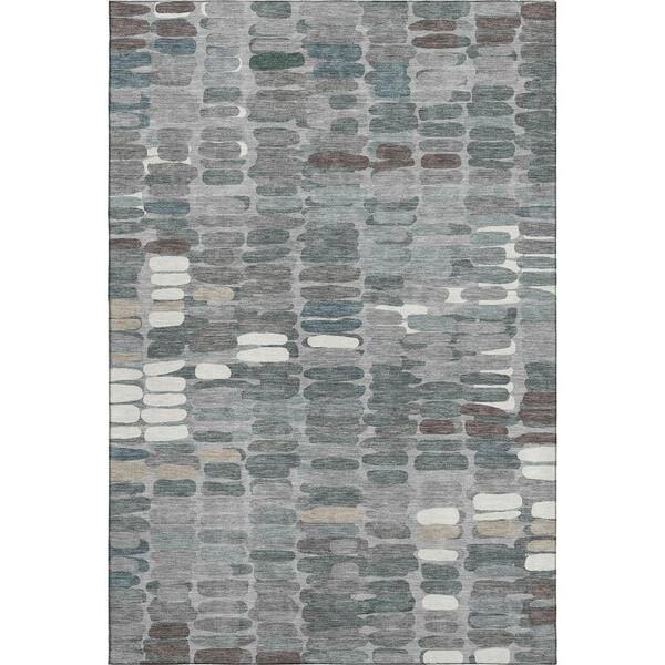 Mayfield Premium Machine Washable Abstract AMF2349 Gray 10 ft. x 14 ft. Area Rug