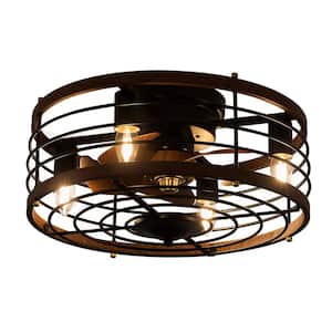 18 in. Indoor Brown Vintage Farmhouse 4-Light Reversible Motor 6 Speeds Ceiling Fan with Light Kit and Remote
