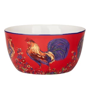 Morning Rooster 189.8 fl. oz. Multi-Colored Earthenware Bowl
