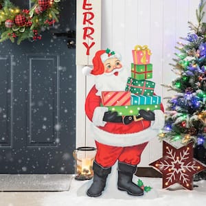 36 in. H Wooden Santa Gifts Porch Decor Christmas Yard Decor