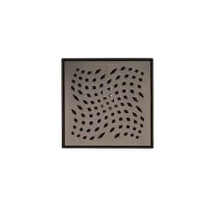 4 in. Square Stainless Steel Shower Drain with Wave Pattern in Venetian Bronze