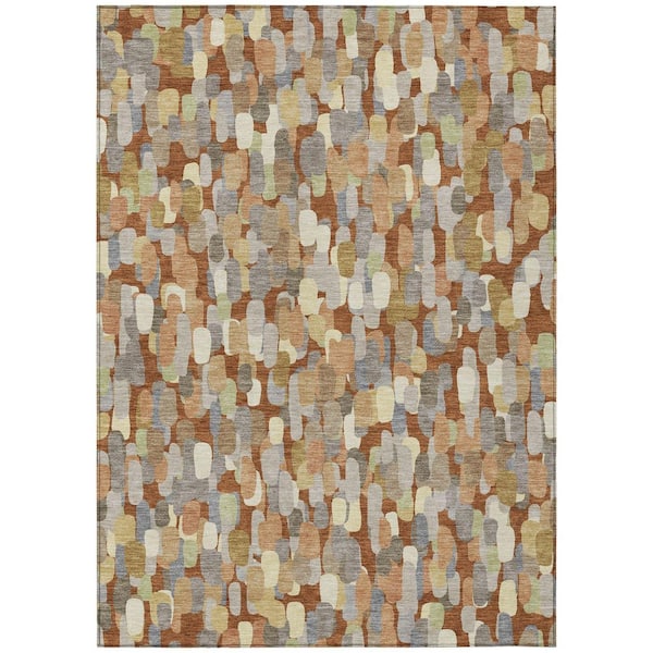 Chantille Machine Washable Indoor/Outdoor Abstract ACN2451 Paprika 9 ft. x 12 ft. Area Rug