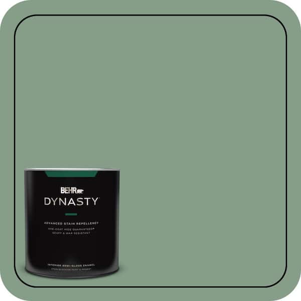 1 qt. #S410-5 Track Green One-Coat Hide Semi-Gloss Enamel Interior Stain-Blocking Paint and Primer
