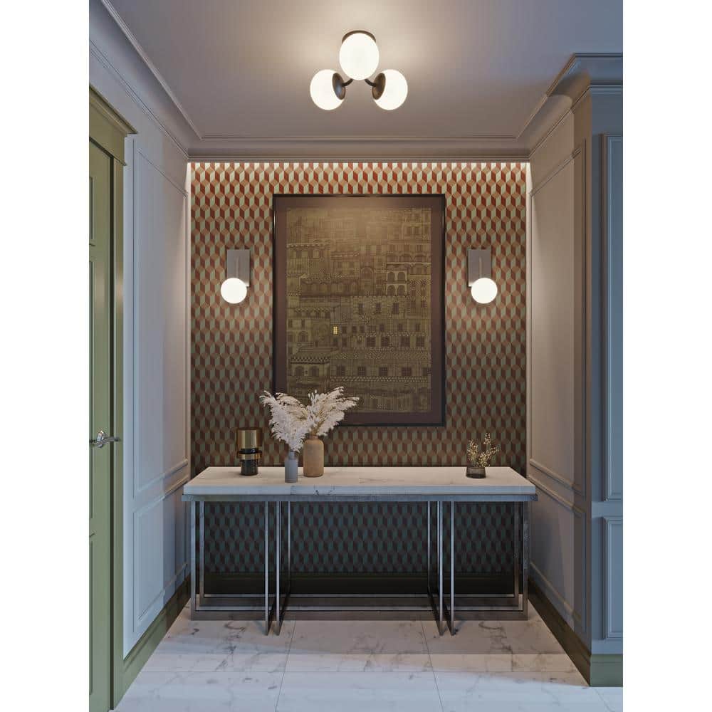Modern Black Globe LED Flush Mount with Satin Nickel Finish