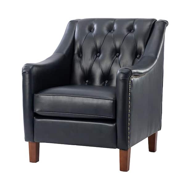 JAYDEN CREATION Lapithae Navy Armchair with Nailhead Trim