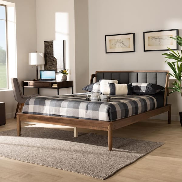 Baxton Studio Helsa Dark Grey and Walnut Full Platform Bed 175