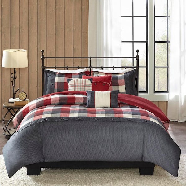 Pioneer 6-Piece Red Polyester Full/Queen Duvet Cover Set