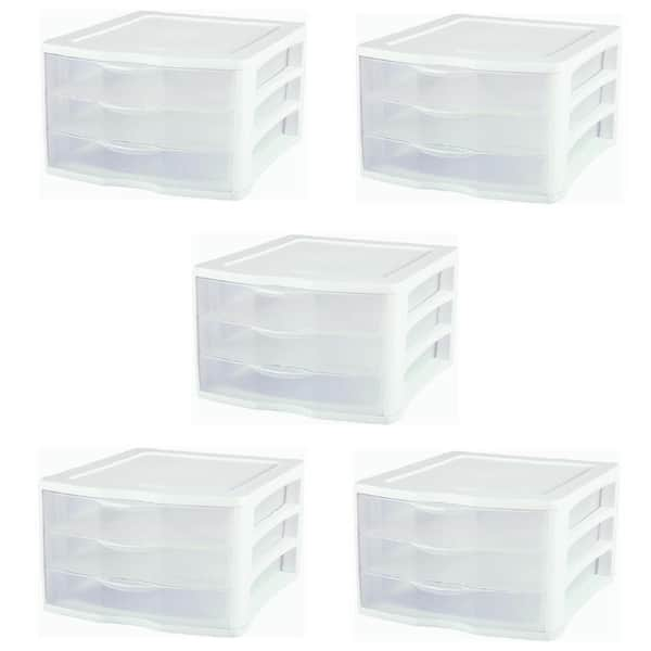 Sterilite ClearView Compact Portable 3 Storage Drawer Organizer Cabinet ...