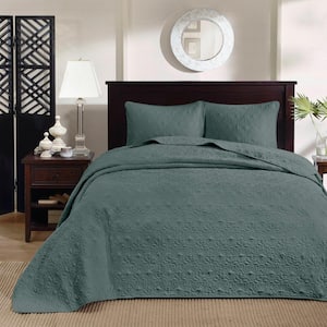 Mansfield Balsam Green Polyester King Reversible Bedspread Set