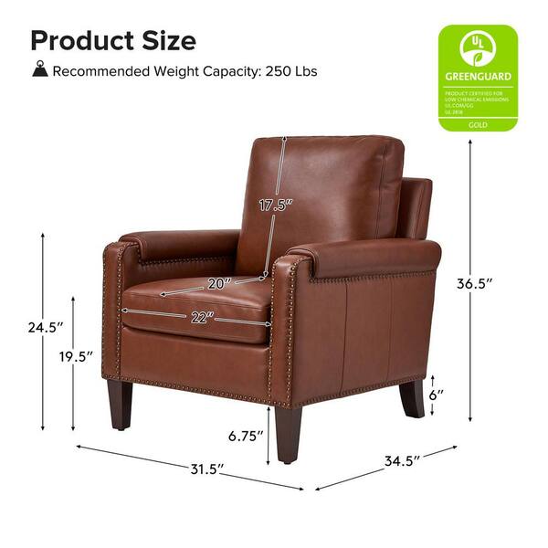 JAYDEN CREATION Leander Brown Genuine Leather Armchair Set